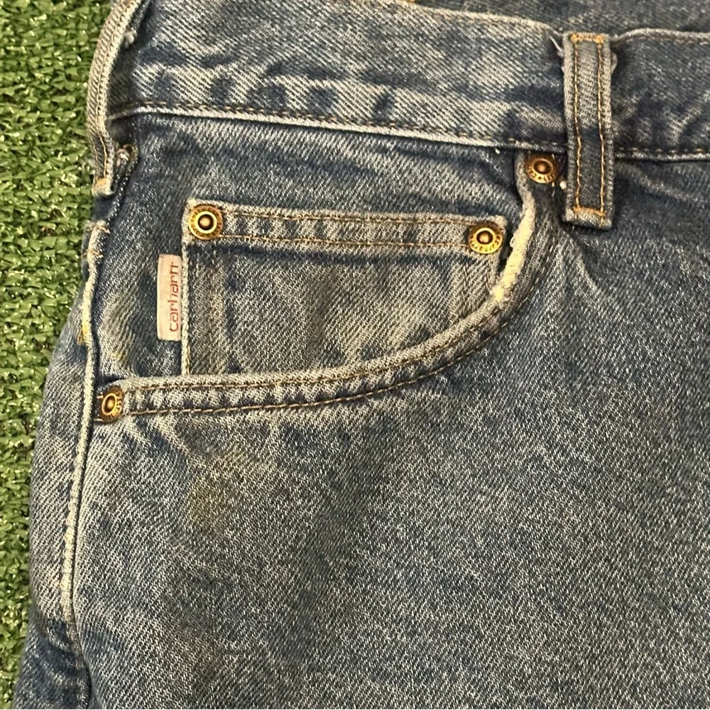 Carhartt Jeans Mens 40x32 Relaxed Flannel Lined Dark Wash Work Denim B172